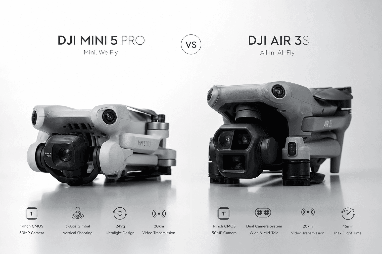 2026 Drone Karşılaştırma Rehberi DJI Mini 5 Pro vs Air 3S